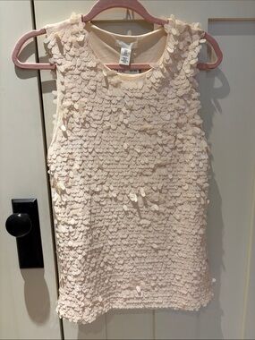 H&M Ivory Sequin Petal Tank Top